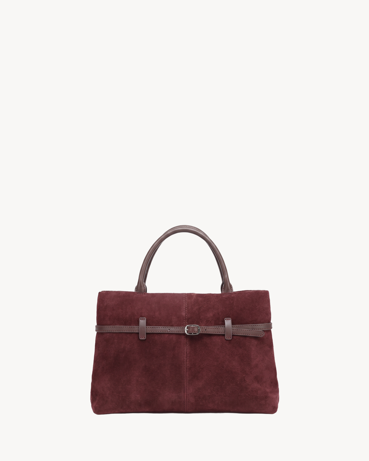 The Brume Belted Tote in Bordeaux, front view