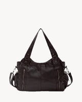 The Estran in Espresso, front view with detachable crossbody strap