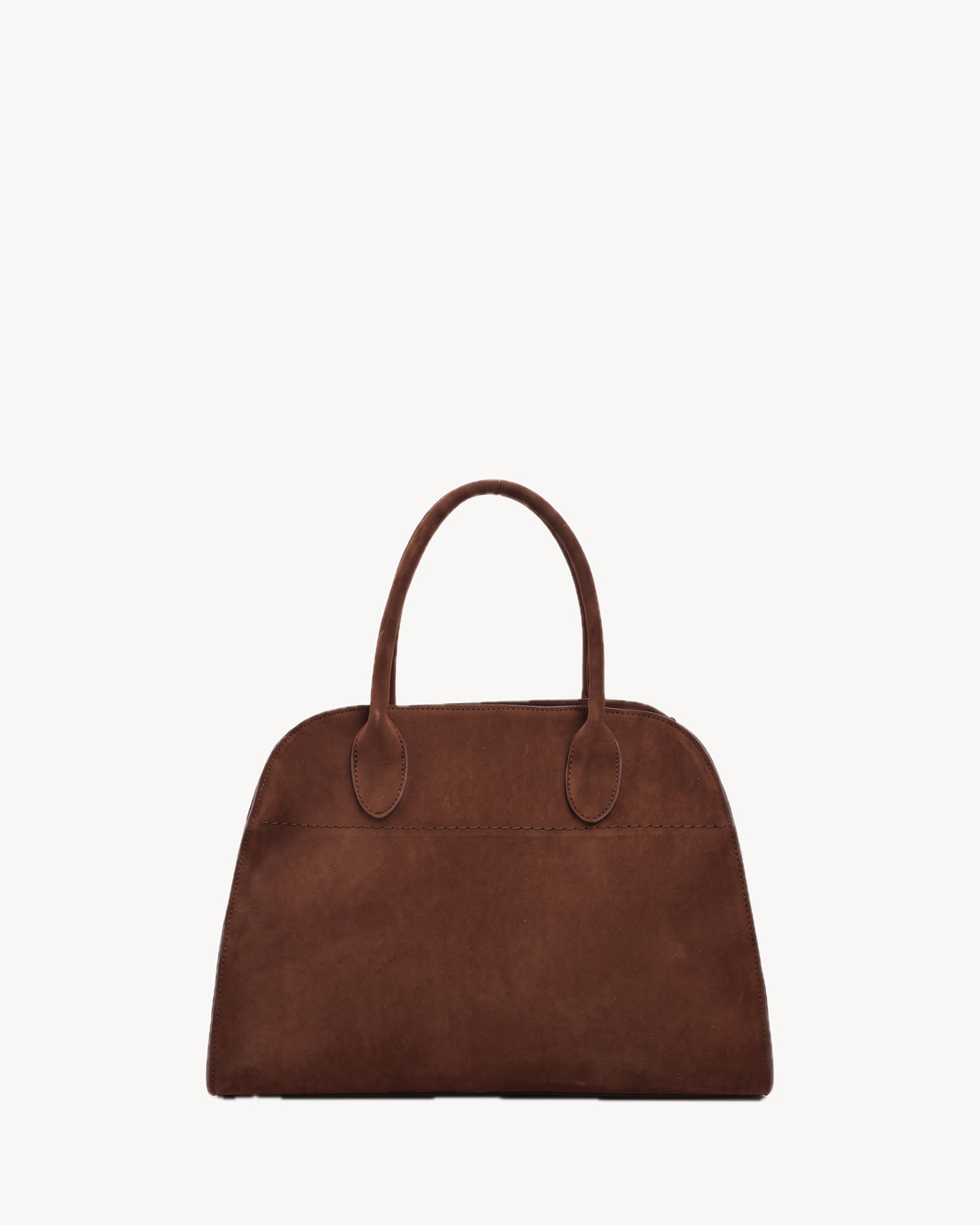 The Aurore Suede Satchel in Chocolate, front view