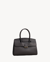 The Aurore Briefcase in Noir, front view