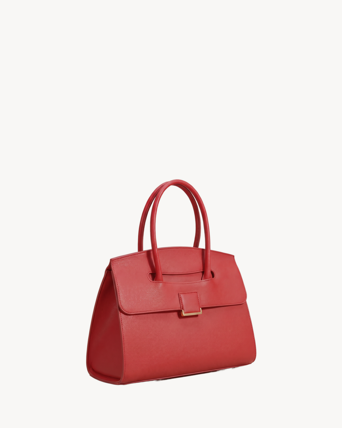 The Aurore Briefcase in Rouge, three-quarter view