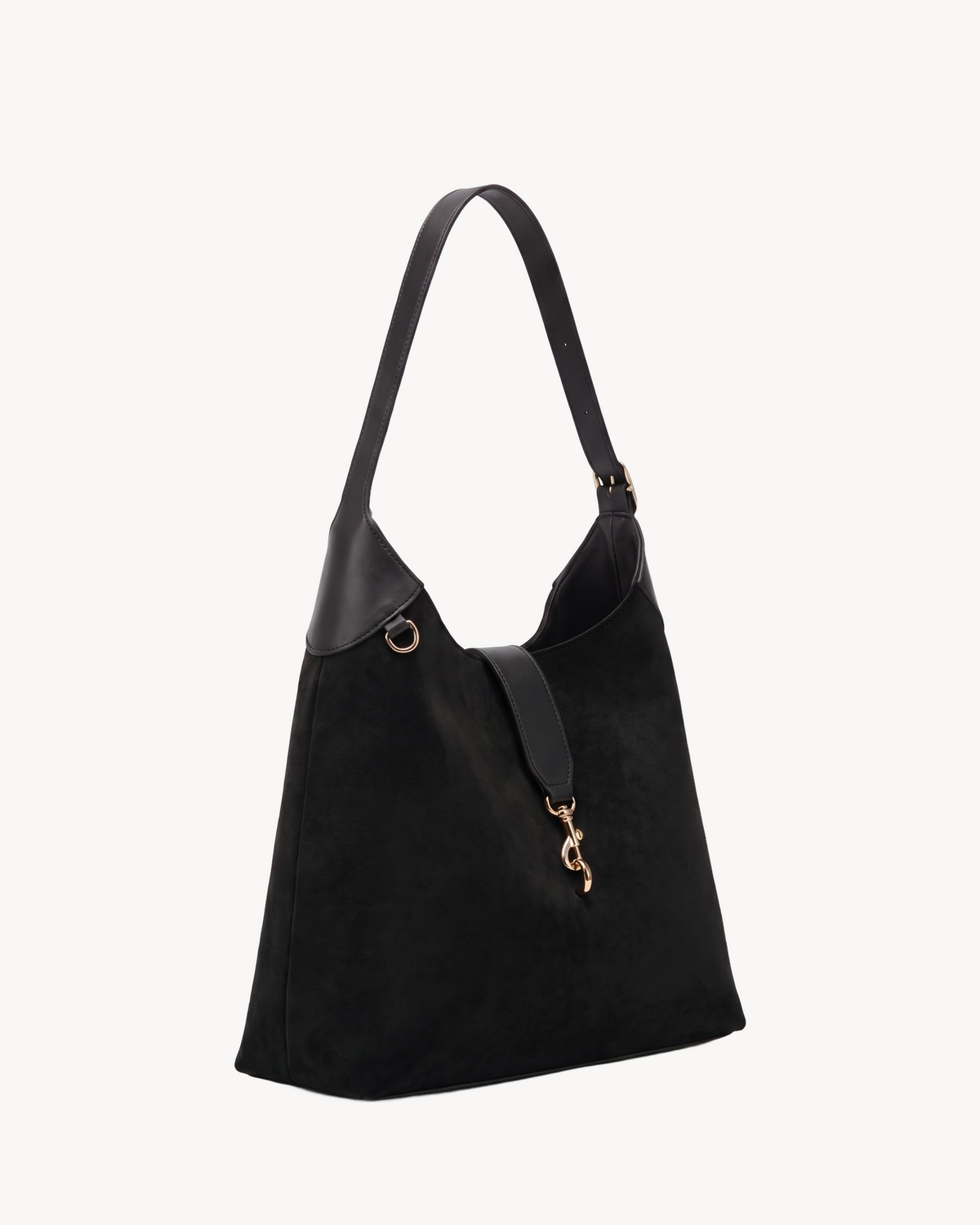 The Brume Clip Hobo in Noir, three-quarter view