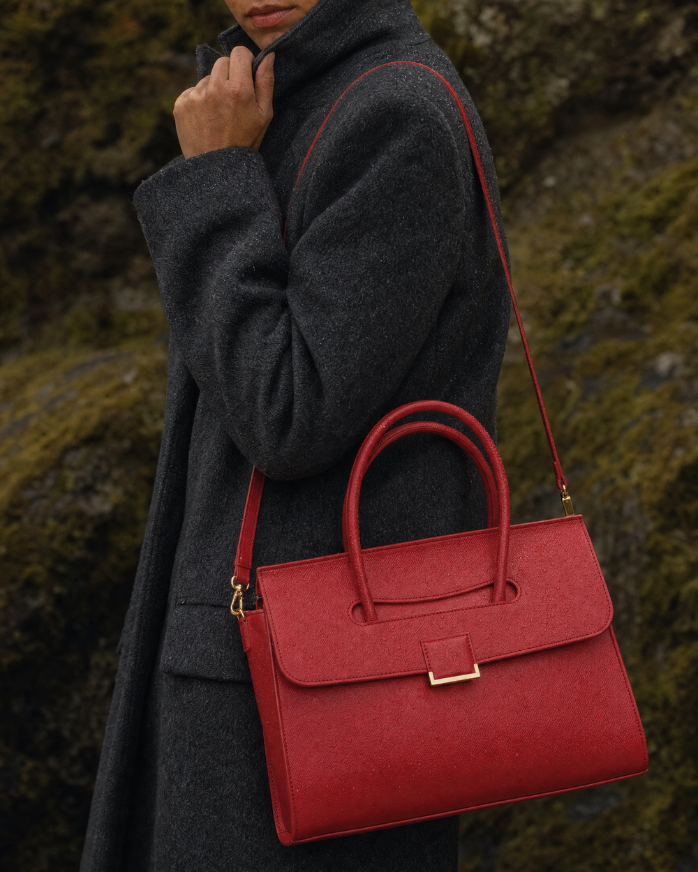 The Aurore Briefcase in Rouge