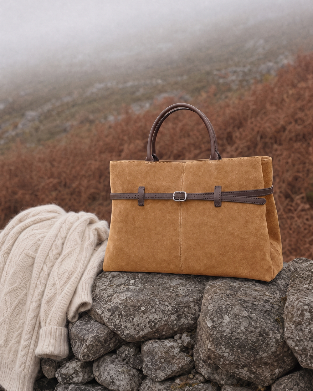 The Brume Belted Tote in Tabac
