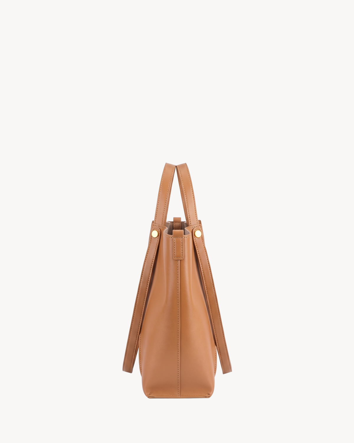 The Havre Buckle in Cognac, side view showing depth