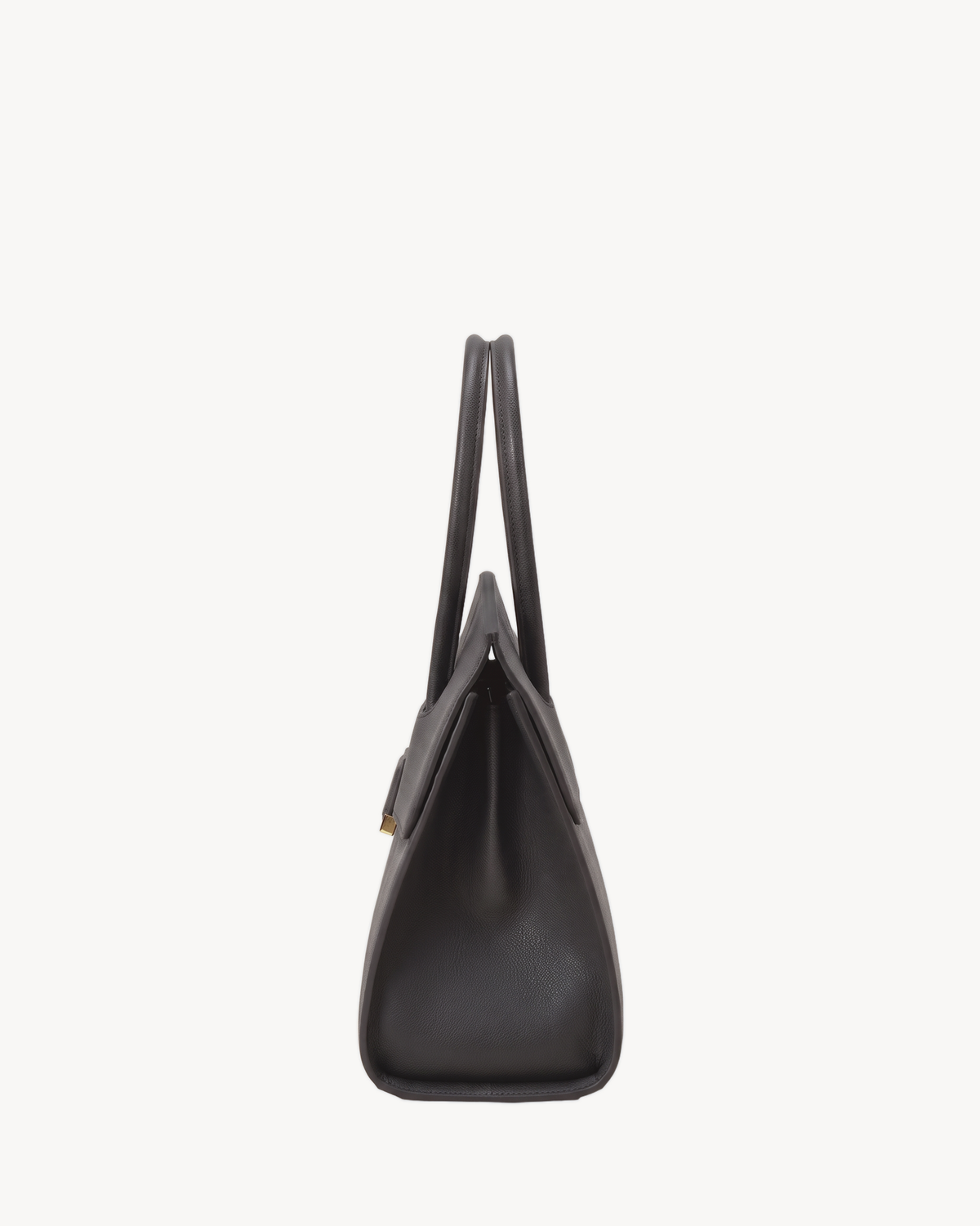 The Aurore Briefcase in Noir, side view showing depth
