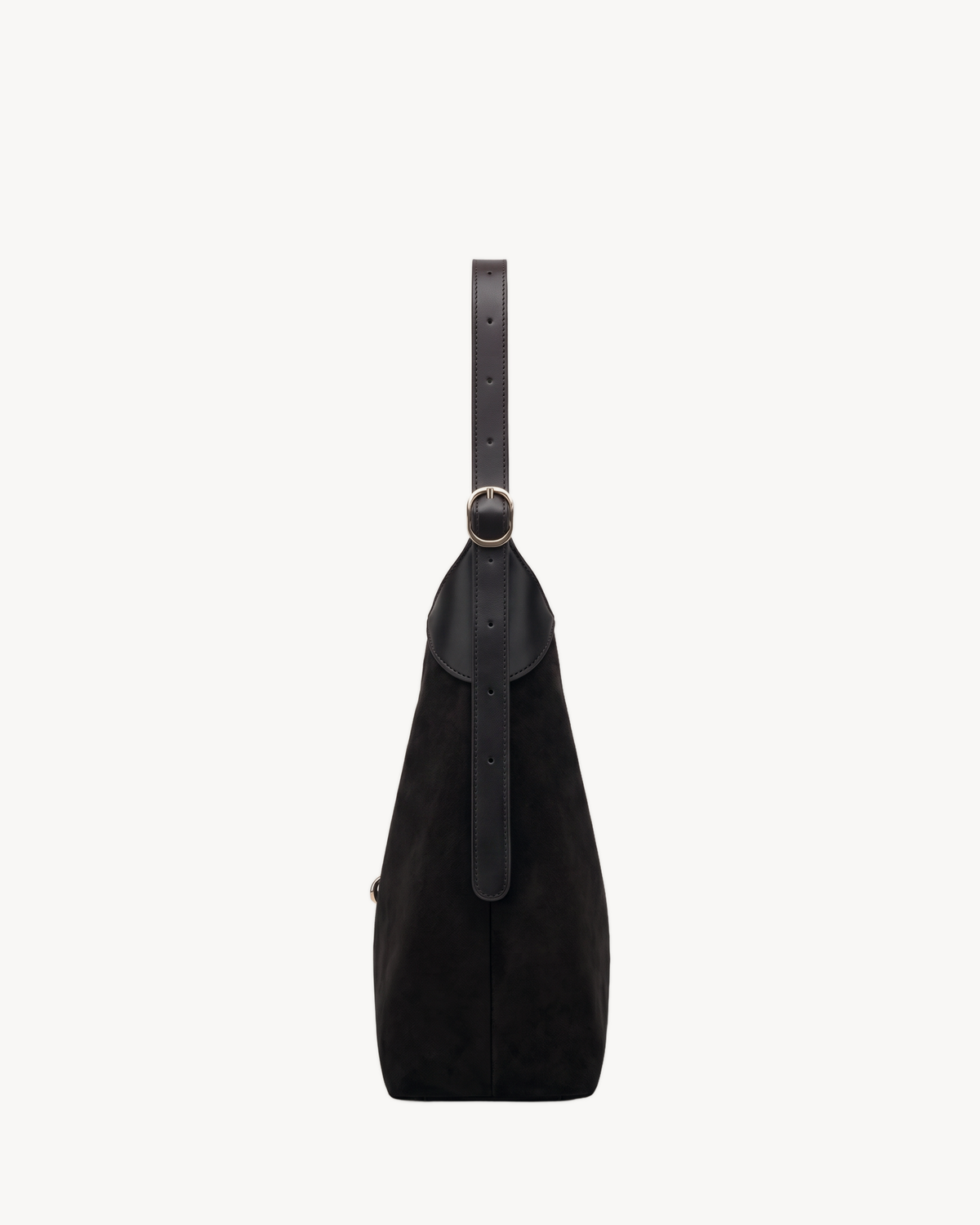 The Brume Clip Hobo in Noir, side view showing depth