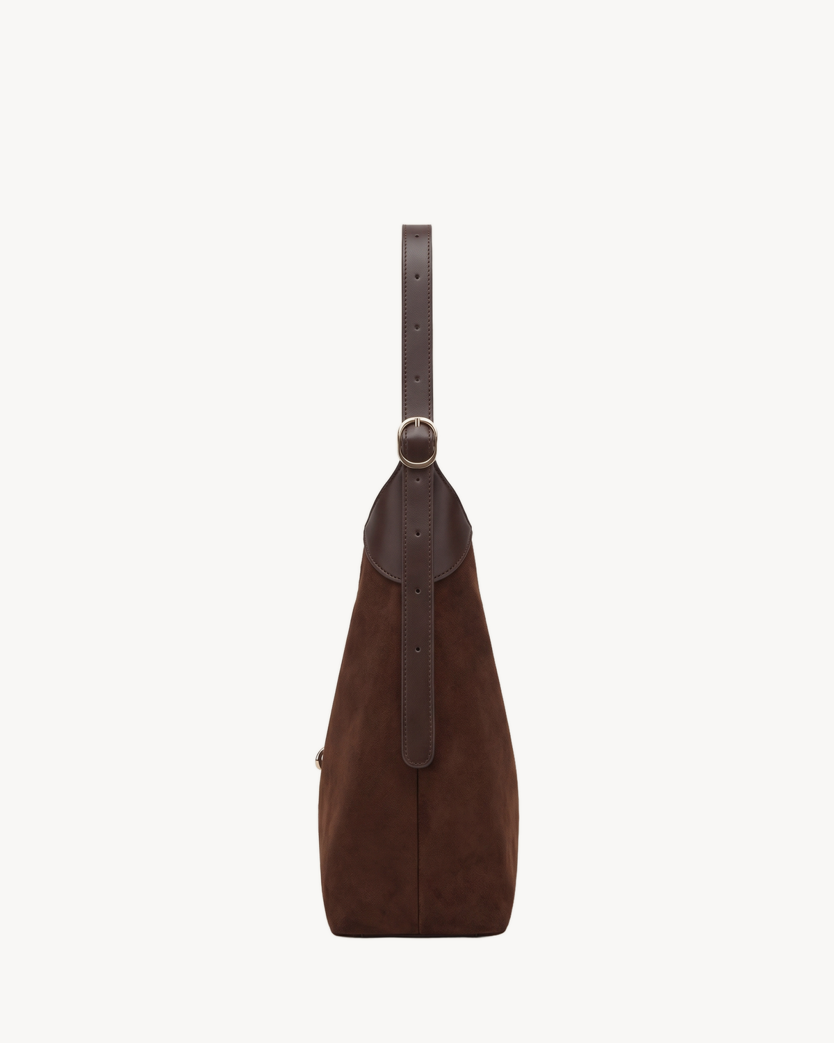 The Brume Clip Hobo in Chocolate, side view showing depth