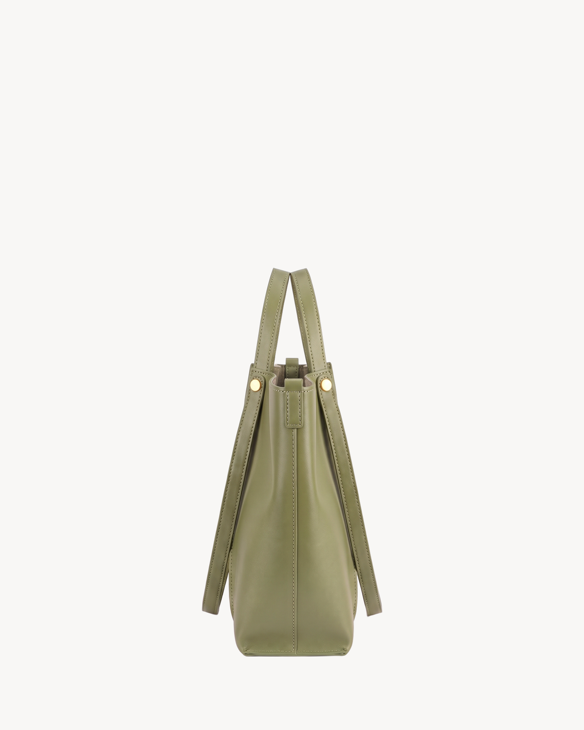 The Havre Buckle in Olive, side view showing depth