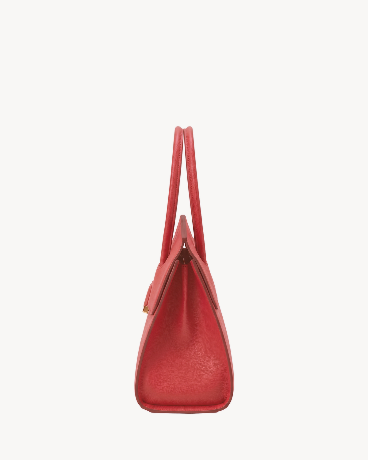 The Aurore Briefcase in Rouge, side view showing depth