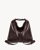 The Jusant Carryall in Chocolate, backpack strap arrangement