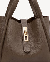The Grève in Taupe, gold-tone turn lock detail