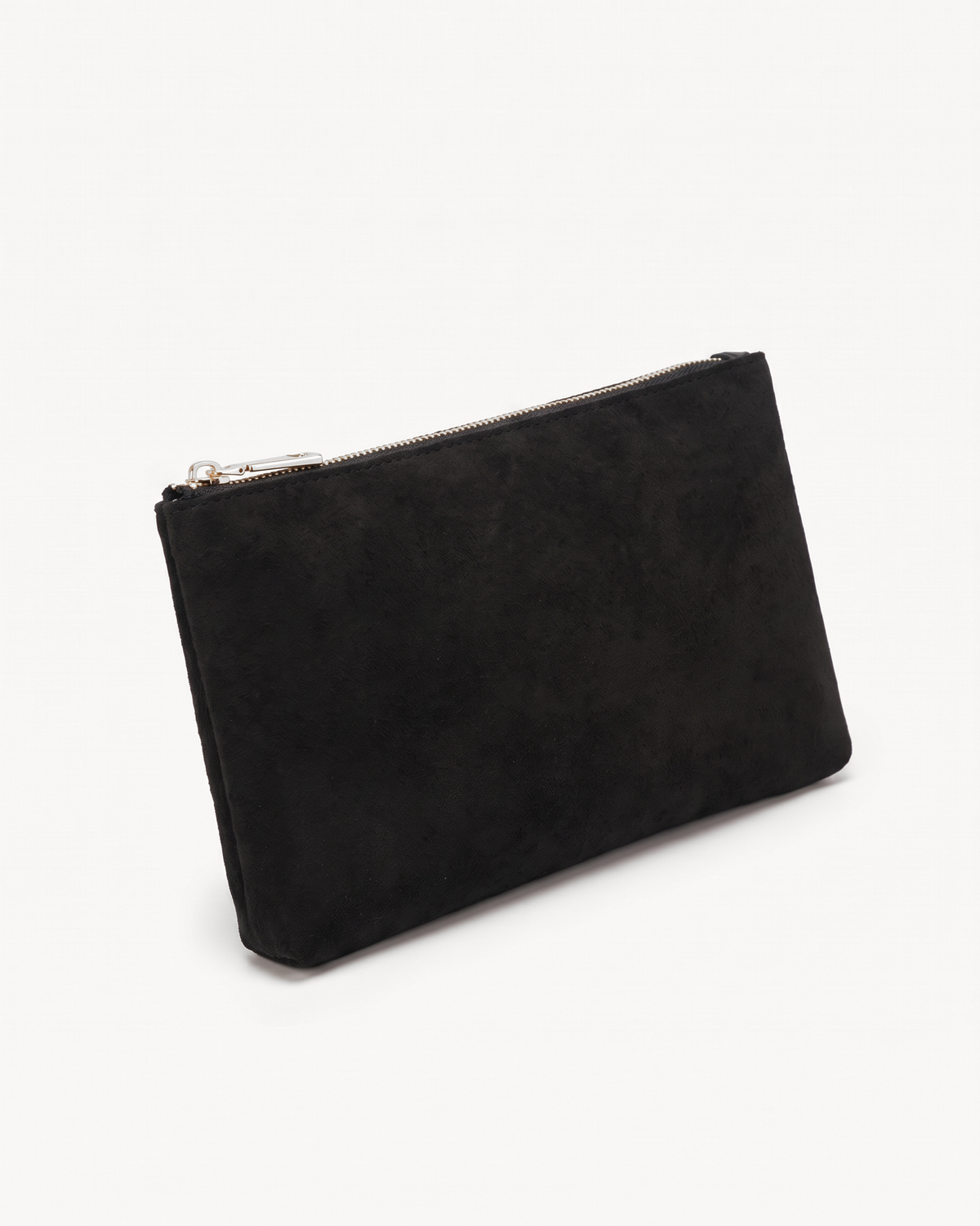 The matching suede pouch of The Brume Clip Hobo in Noir