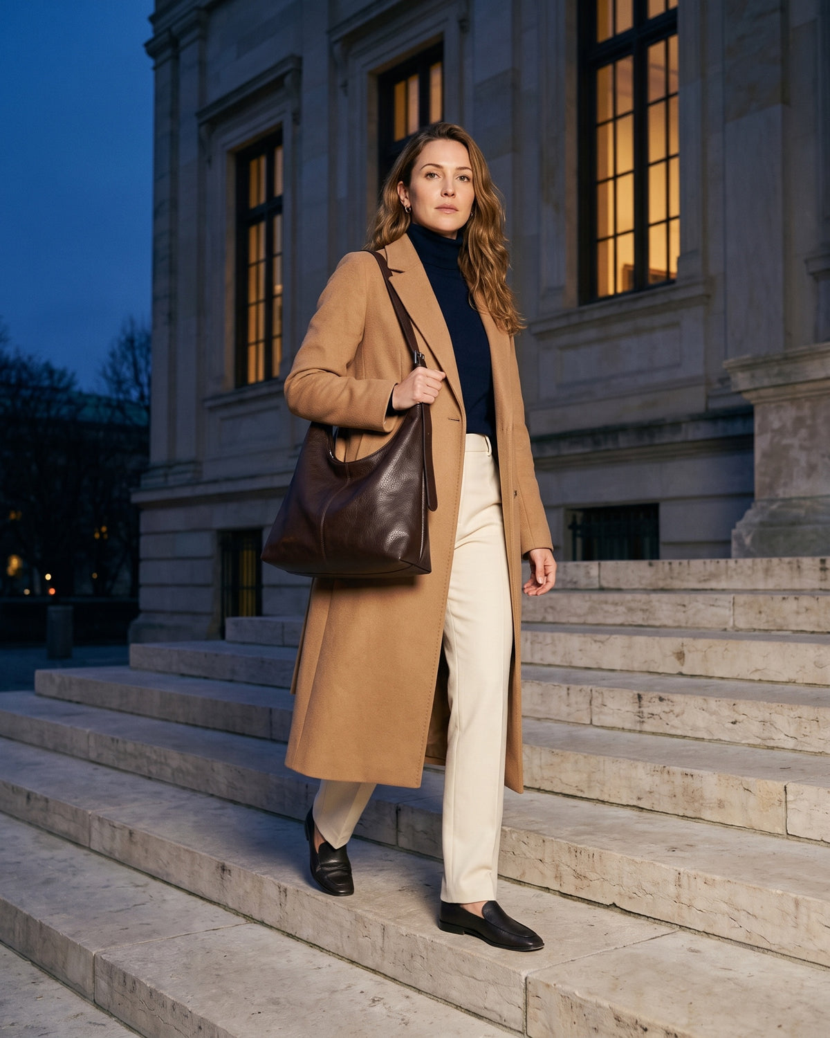 The Houle in Espresso, worn on the shoulder