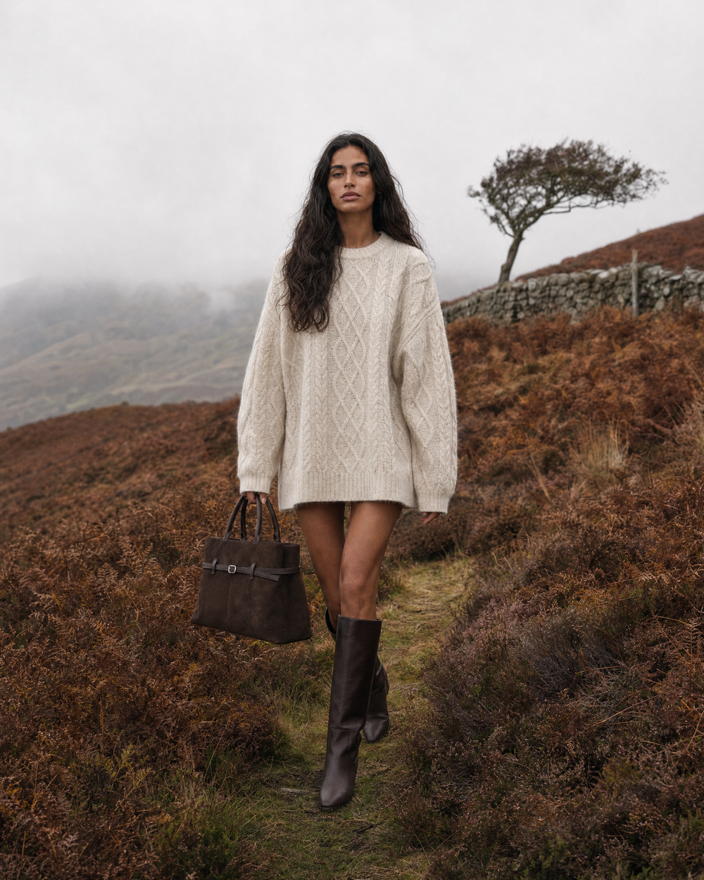 The Brume Belted Tote in Chocolate