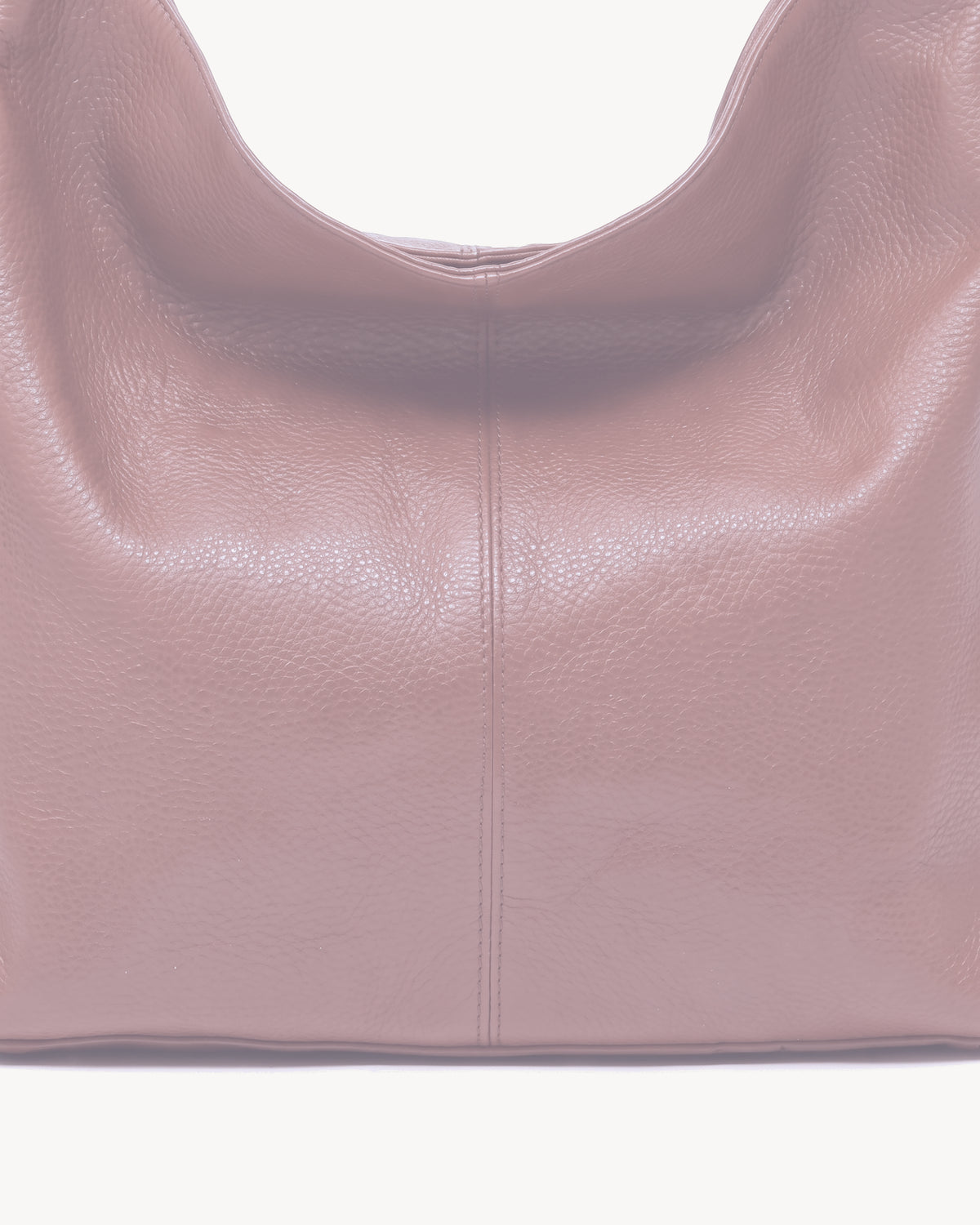 The Houle Soft in Rose, close-up of the pebbled dusty rose leather and centre seam