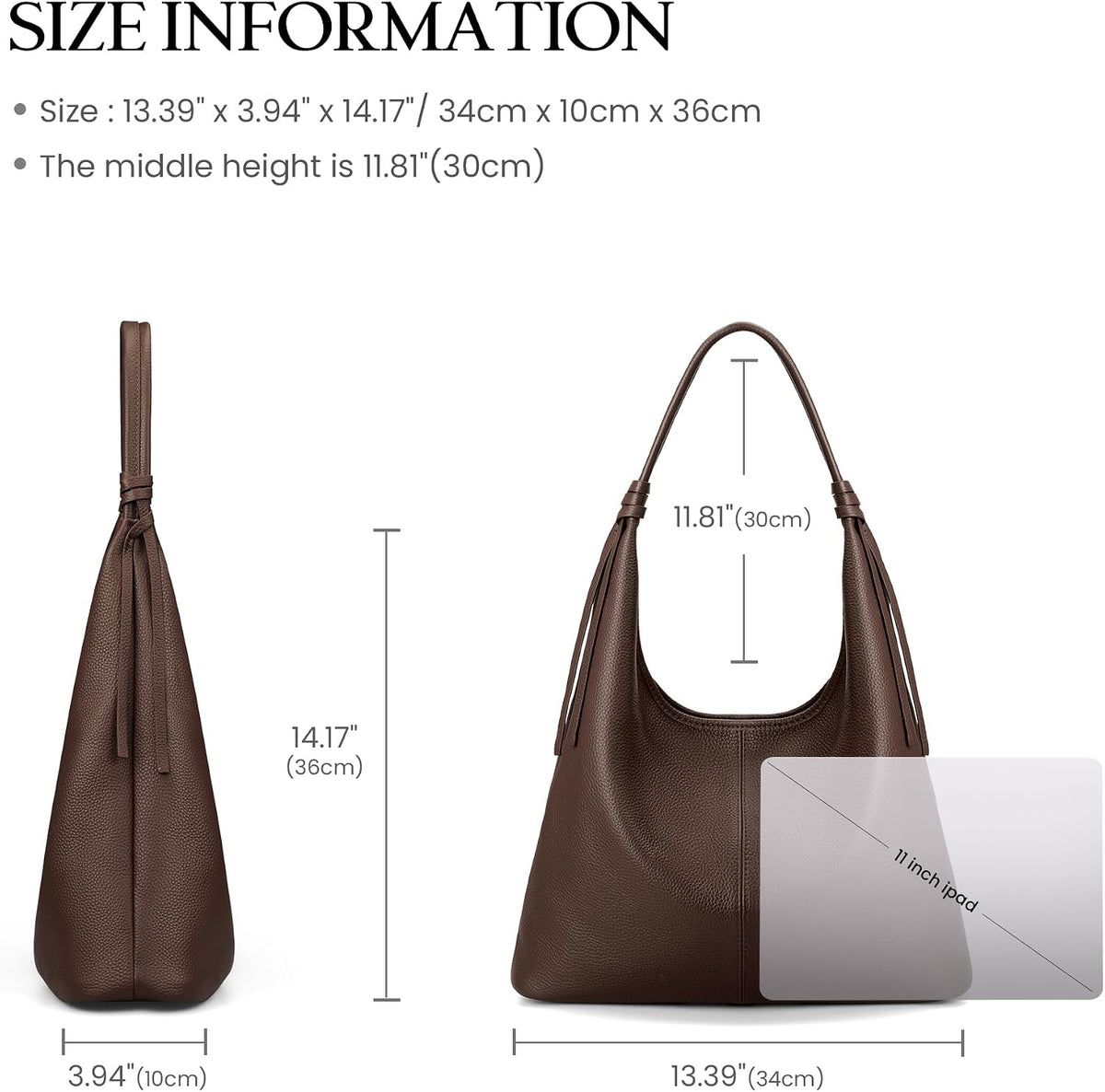 befen Genuine Leather Slouchy Hobo Purses for Women, Casual Hobo Bags