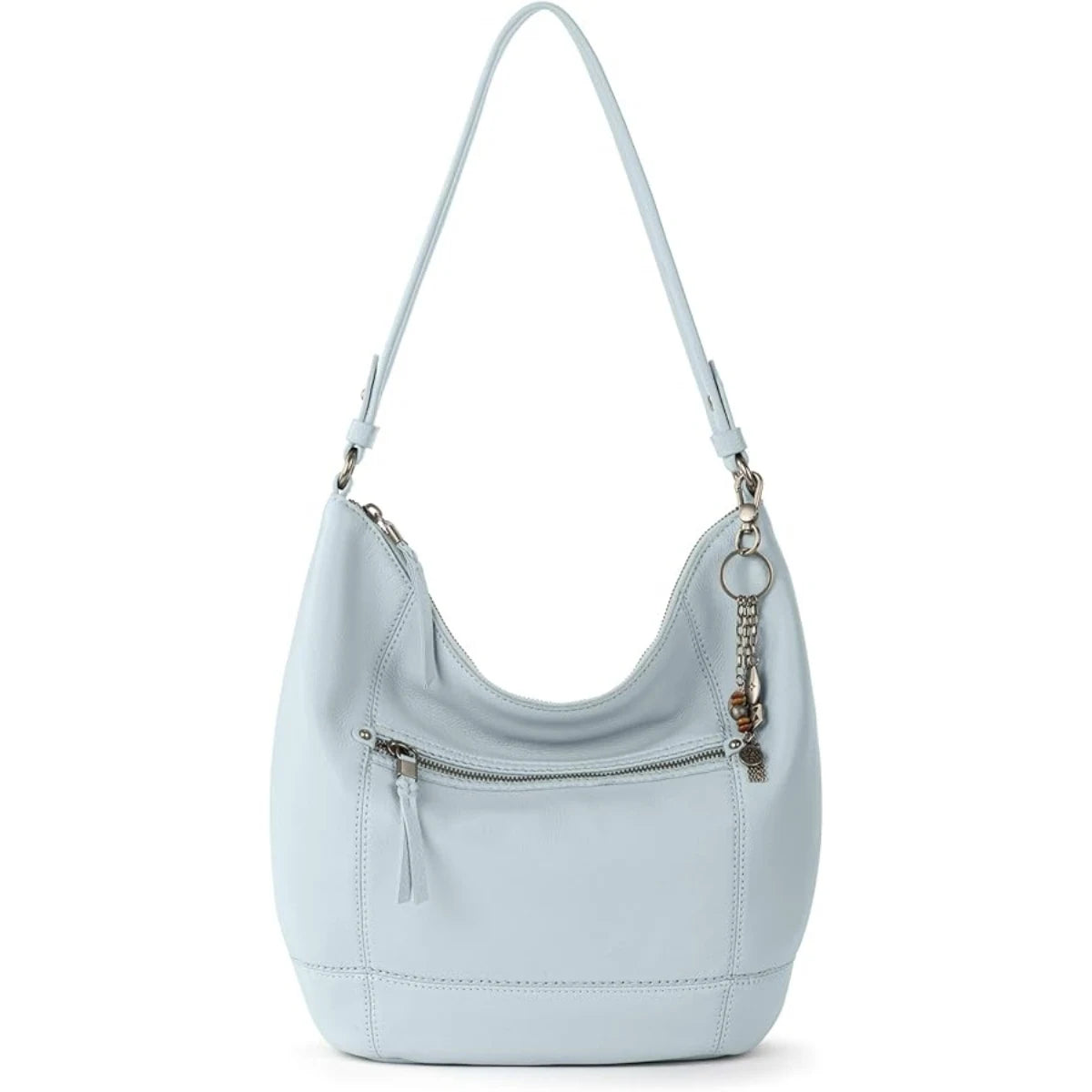 Women Genuine Leather Lightweight Zipper Closure Stripe Saddle Shape Removable Strap Waterproof Casual Shoulder Handbag