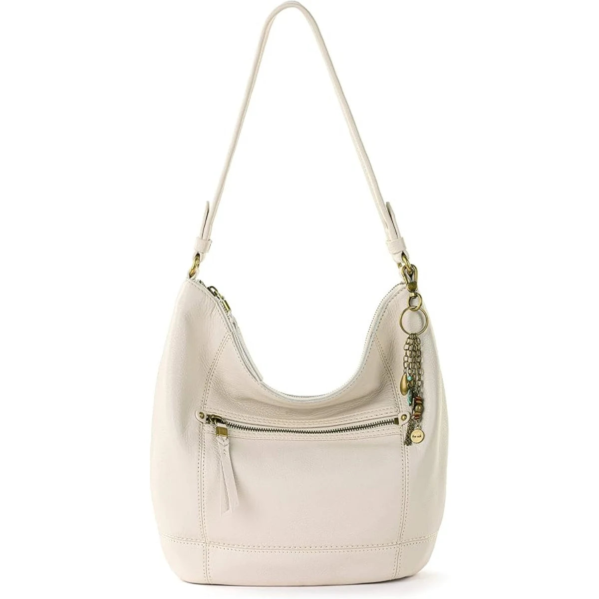 Women Genuine Leather Lightweight Zipper Closure Stripe Saddle Shape Removable Strap Waterproof Casual Shoulder Handbag