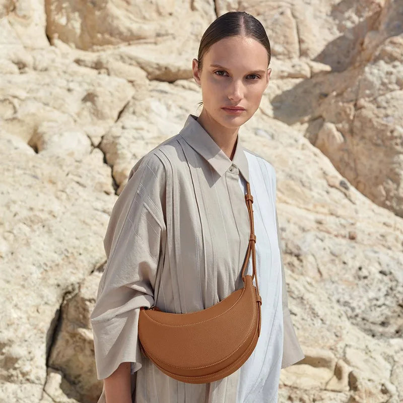 Luxury Designer Genuine Leather Handbags for Ladies Half Moon Saddle Crescent Bag Crossbody Shoulder Bags with Logo