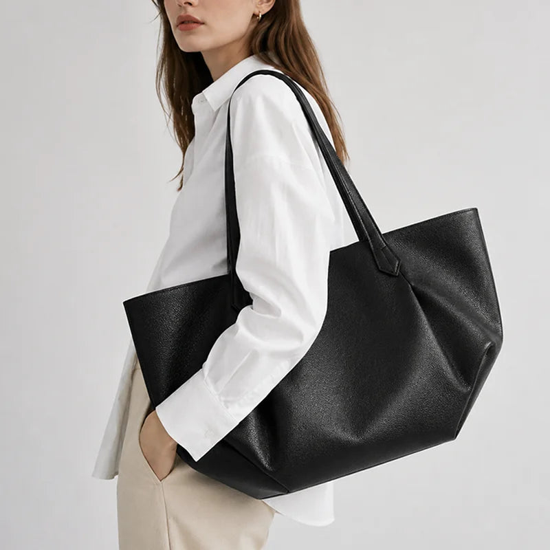 Full Grain Cowhide Leather Underarm Shoulder Tote Bag for Womens Luxury Hobo Handbag Large Capacity Minimalist Commuter OEM ODM