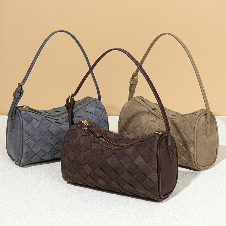 2025 NEW YCH Fashion Single Shoulder Suede Leather Bag Deer Skin Velvet Water Resistant Zipper Closure Small Versatile Tote for