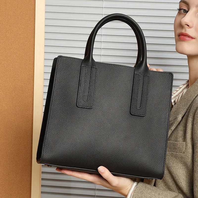 2026 New Simple Cowhide Genuine Leather Casual Tote Large Capacity Women's Crossbody Shoulder Bag with Zipper Closure Backpack