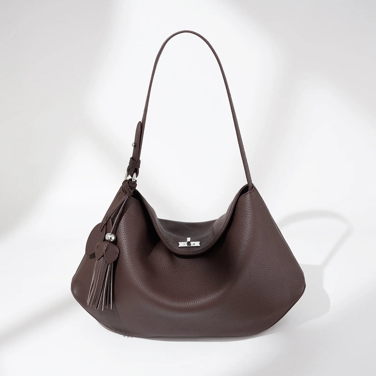 2026 New Cowhide Two-Strap Crossbody Tote Bag Large Capacity Genuine Leather Polyester Elegant Fashion Underarm Women's