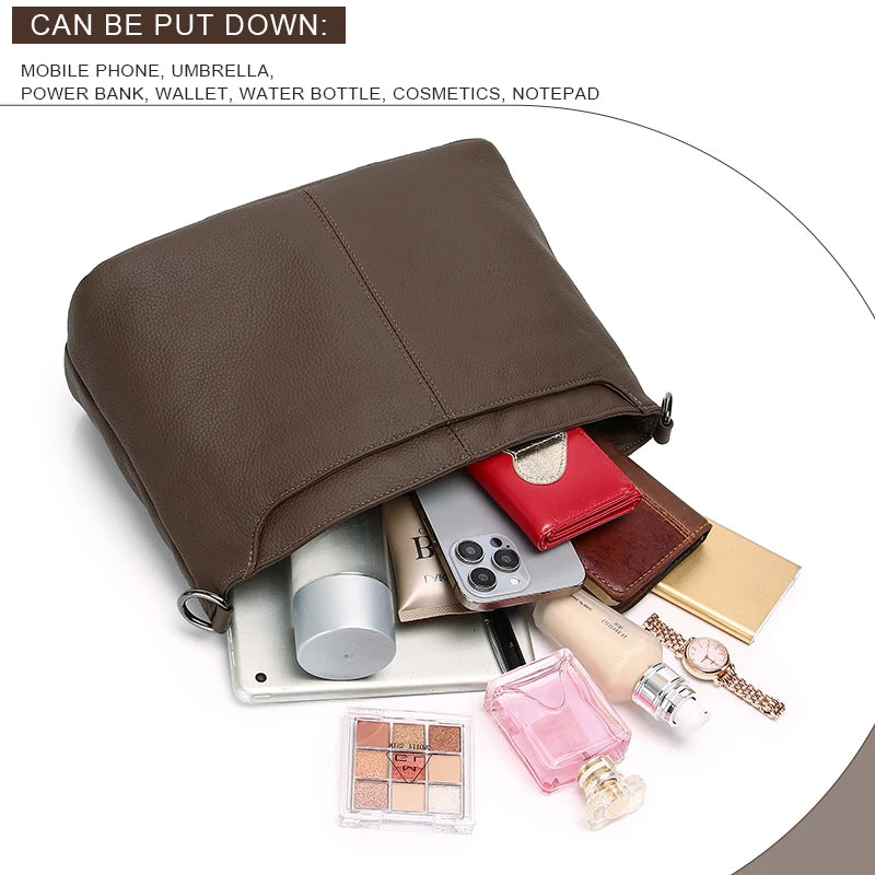 5 kleuren 100% eerste laag rundleer dames handtas casual vrouwelijke schoudertas crossbody portemonnee dropshipping
