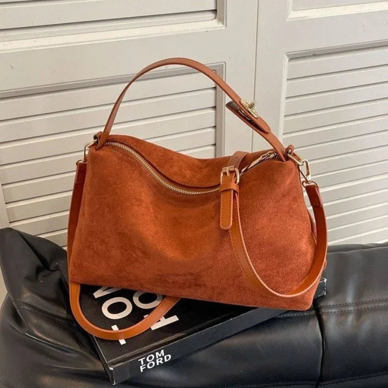 Geavanceerde retro tas voor dames 2026 nieuwe getextureerde matte schoudertas met grote capaciteit crossbody draagtas voor woon-werkverkeer