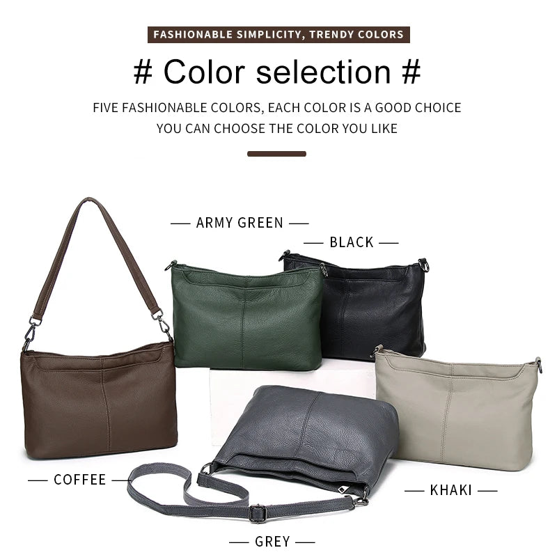 5 kleuren 100% eerste laag rundleer dames handtas casual vrouwelijke schoudertas crossbody portemonnee dropshipping