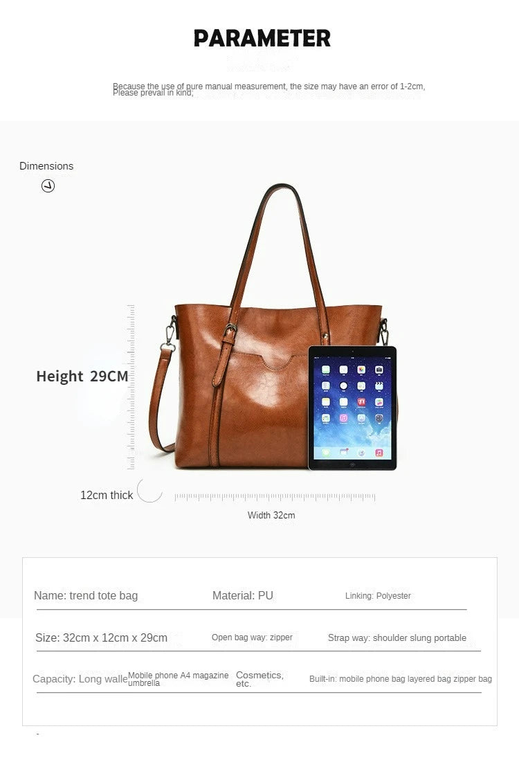 Schoudertassen Voor Vrouwen Olie Wax Lederen Handtas Tote Crossbody Tas Vintage Boekentassen Vrouwen Tassen Designer Handtas Van Hoge Kwaliteit