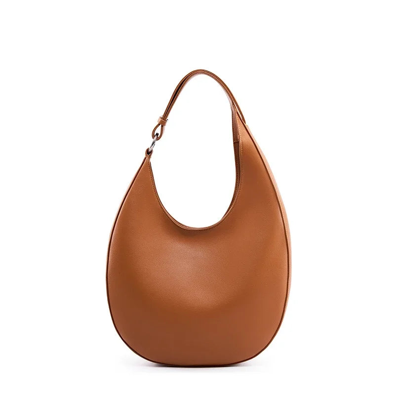 BURMINSA Grote Echt Lederen Halvemaan Schoudertas Dames Vintage Koeienhuid Halve Maan Schoudertas Werk Crossbody Tote Handtassen