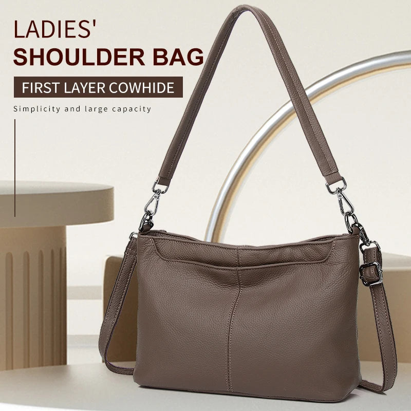 5 kleuren 100% eerste laag rundleer dames handtas casual vrouwelijke schoudertas crossbody portemonnee dropshipping