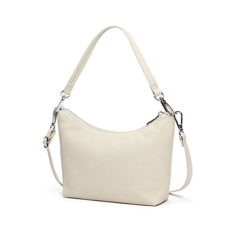 Echte leren handtassen, luxe merk dames schoudertasjes, designer rundleer postbode tassen, dames hand- en schoudertas, klein zwart.