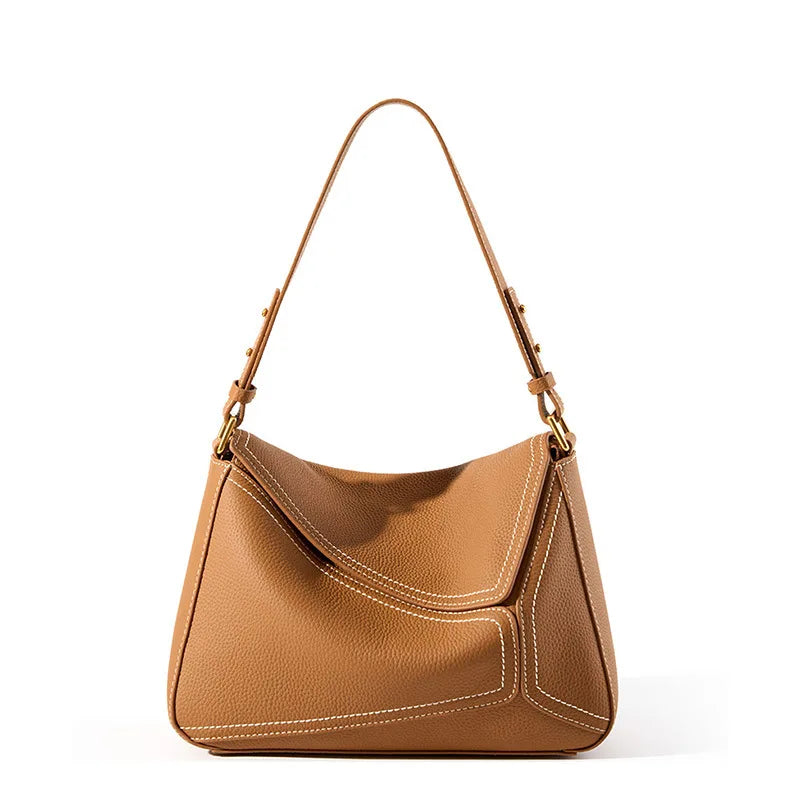 Luxe nieuwe design handtassen vrouwelijke crossbody tas vintage high-end geometrie echte koeienhuid lederen tas damesmode onderarmtas