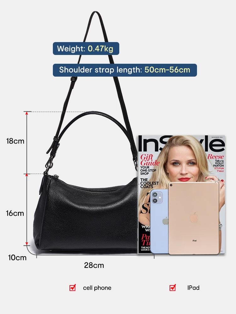 Zency Dames Zachte Lederen Tas Schoudertassen Hoge Kwaliteit Ruime Handtas Zwart Khaki Beige Crossbody Met Twee Bandbolsa
